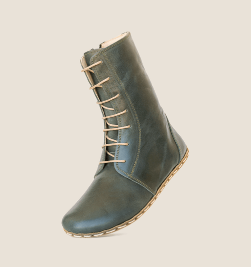 Men's barefoot boot in Evergreen smooth leather, detail 2