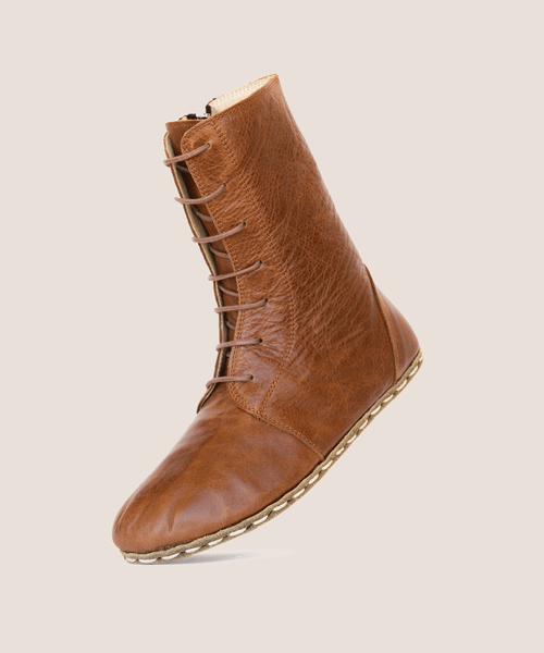 Brown earthing boot for men, smooth leather, copper rivet sole — detail 2