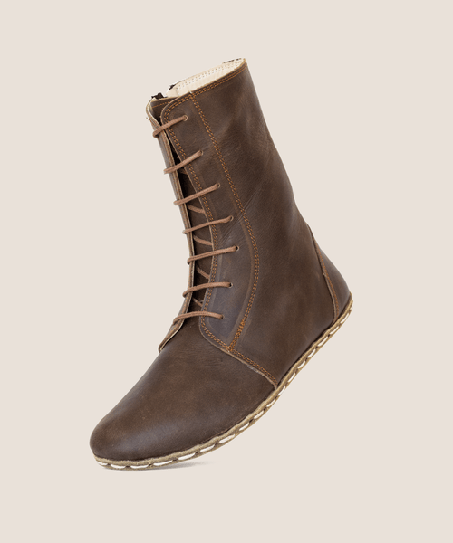 Men's barefoot boot in Earth crazy leather