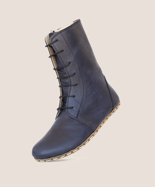 Blue earthing boot for women, crazy leather, copper rivet sole — detail 2